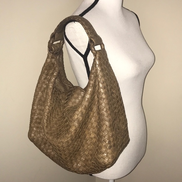Bottega Veneta Handbags - Bottega Veneta Intrecciato Metallic Hobo Bag Purse